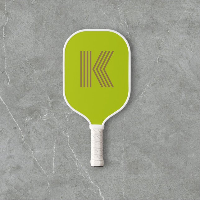 Retro-Monogramm grün Pickleball Schläger (Von Creator hochgeladen)