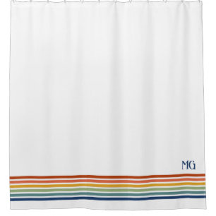 Retro-Monogramm-Minimalist-Streifen Duschvorhang