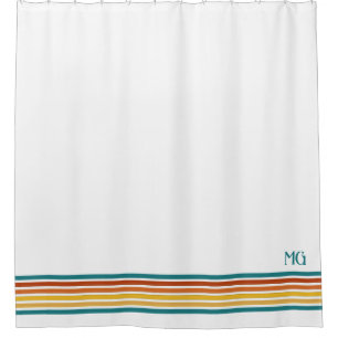 Retro-Monogramm-Minimalist-Streifen Duschvorhang