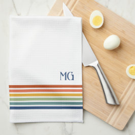 Retro-Monogramm-Minimalist-Streifen Geschirrtuch