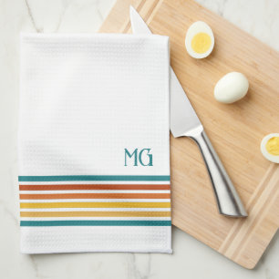 Retro-Monogramm-Minimalist-Streifen Geschirrtuch