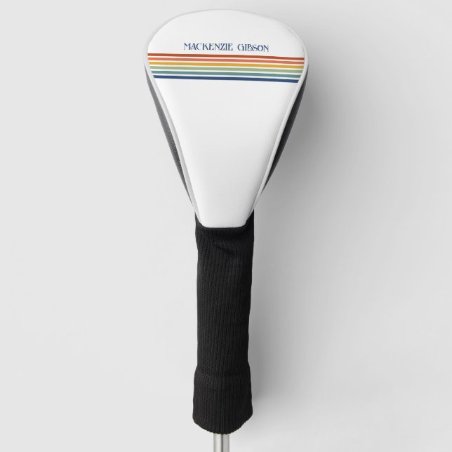 Retro-Monogramm-Minimalist-Streifen Golf Headcover (Vorderseite)