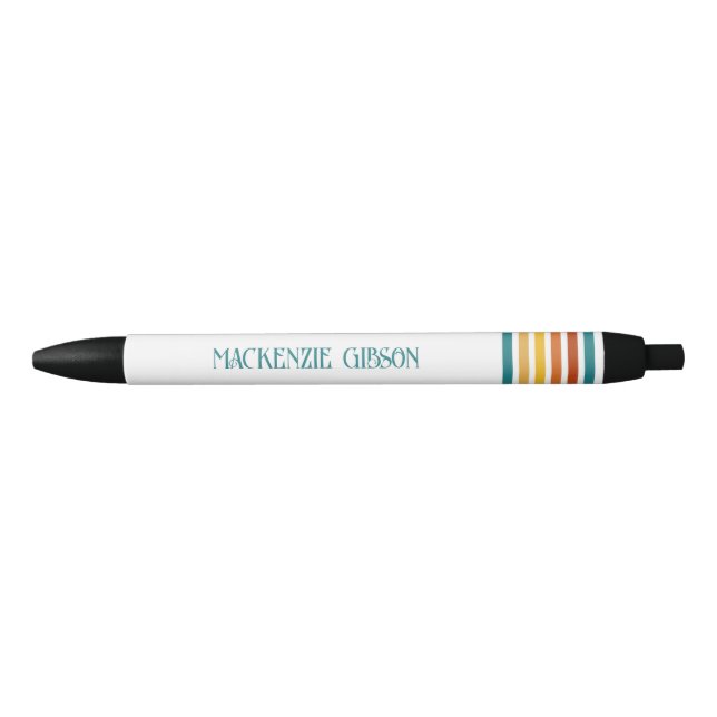 Retro-Monogramm-Minimalist-Streifen Kugelschreiber (Vorderseite)