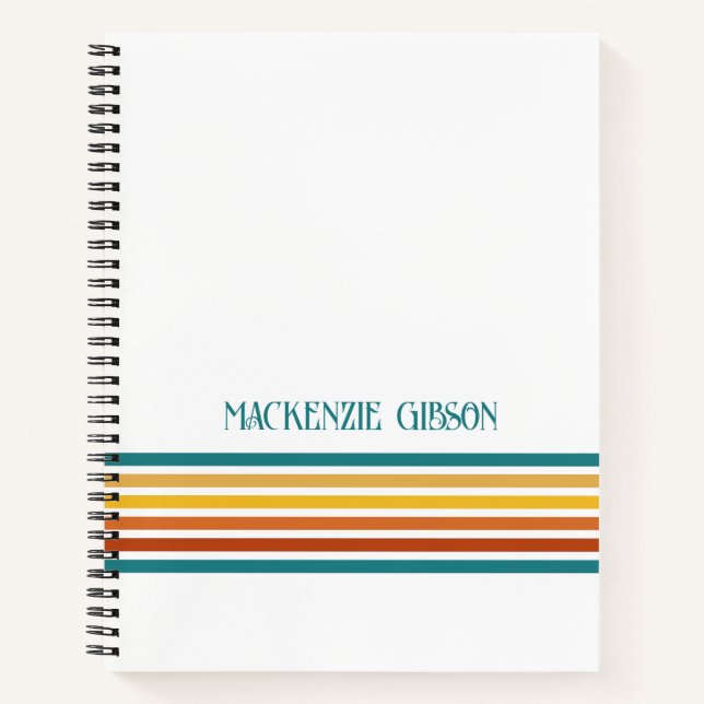 Retro-Monogramm-Minimalist-Streifen Notizbuch (Vorderseite)