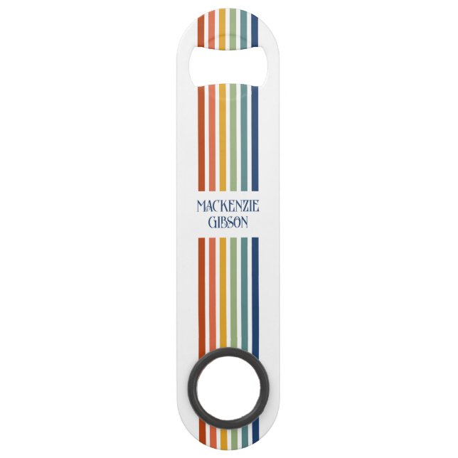 Retro-Monogramm-Minimalist-Streifen Speed Flaschenöffner (Vorderseite)