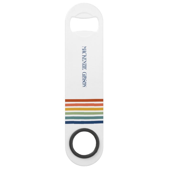 Retro-Monogramm-Minimalist-Streifen Speed Flaschenöffner (Vorderseite)