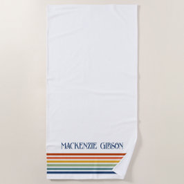 Retro-Monogramm-Minimalist-Streifen Strandtuch