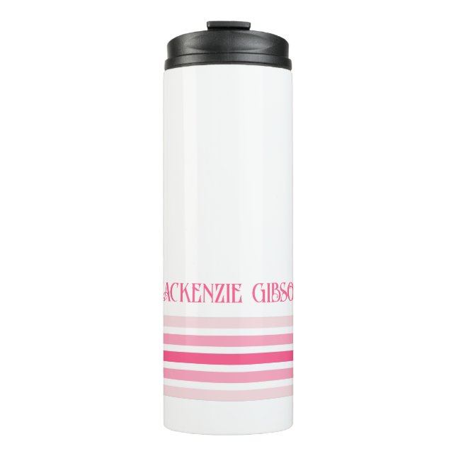 Retro-Monogramm-Minimalist-Streifen Thermosbecher (Vorderseite)