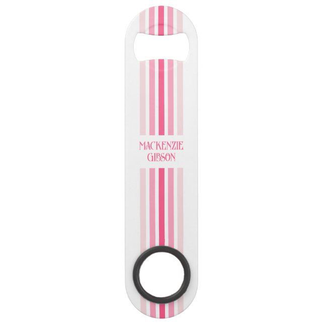 Retro-Monogramm-Minimalist-Stripes Speed Flaschenöffner (Vorderseite)