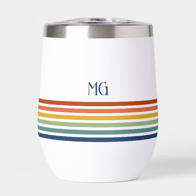Retro-Monogramm Minimalistische Streifen (Vorderseite)