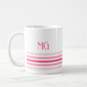 Retro-Monogramm Minimalistische Streifen Kaffeetasse