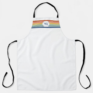 Retro-Monogramm Minimalistische Streifen Schürze