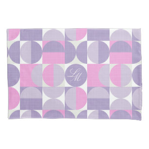 Retro-Monogramm Rosa Lila Mitte des Jahrhunderts K Kissenbezug