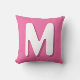 Retro Monogramm Rosa Weiß Kissen