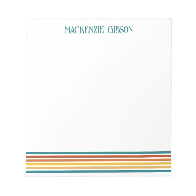 Retro Monogrammed Minimalist Stripes Notizblock (Vorderseite)
