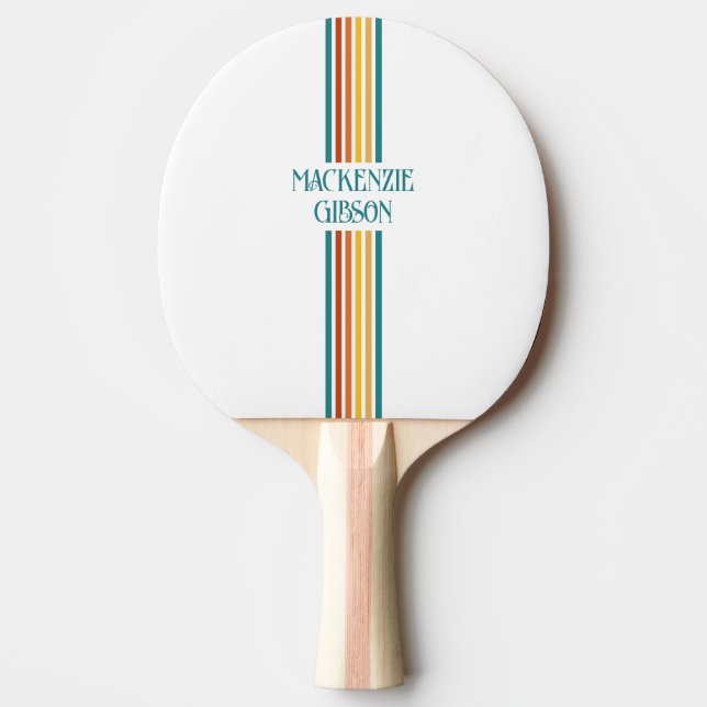 Retro Monogrammed Minimalist Stripes Tischtennis Schläger (Vorderseite)
