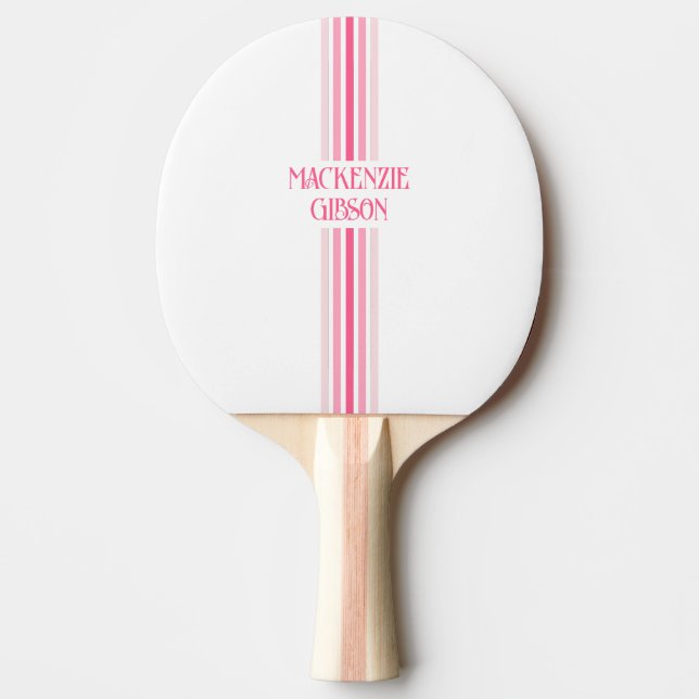 Retro Monogrammed Minimalist Stripes Tischtennis Schläger (Vorderseite)