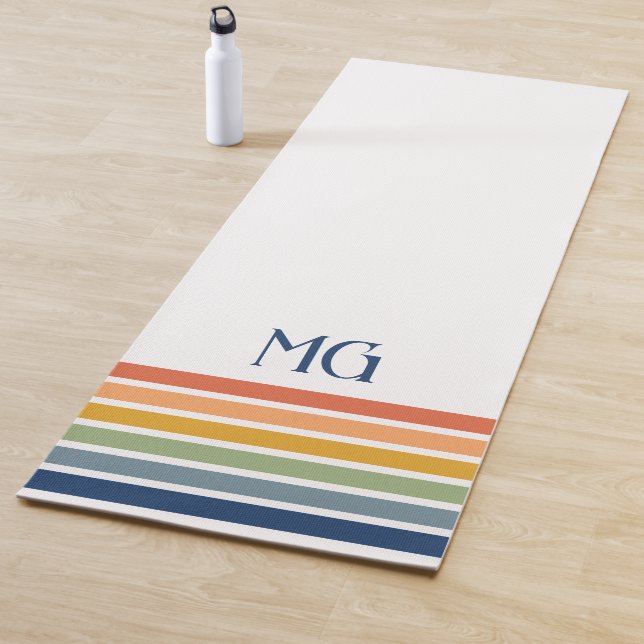 Retro Monogrammed Minimalist Stripes Yogamatte (Beispiel)