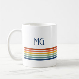 Retro monogrammiertes minimalistisches Streifendes Kaffeetasse