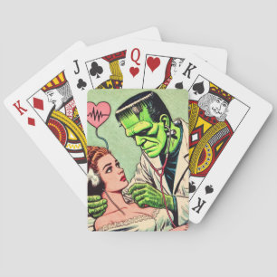 Retro Monster-Liebe-Comicen Spielkarten