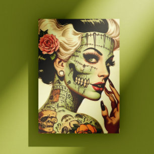 Retro-Monster Pin-up Postkarte