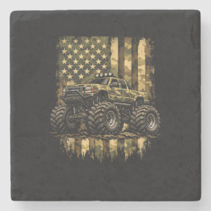 Retro-Monster-Trucks Vintage-Monster-Truck USA Ame Steinuntersetzer