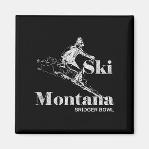 Retro Montana Bridger Skifahren T-Shirt Magnet