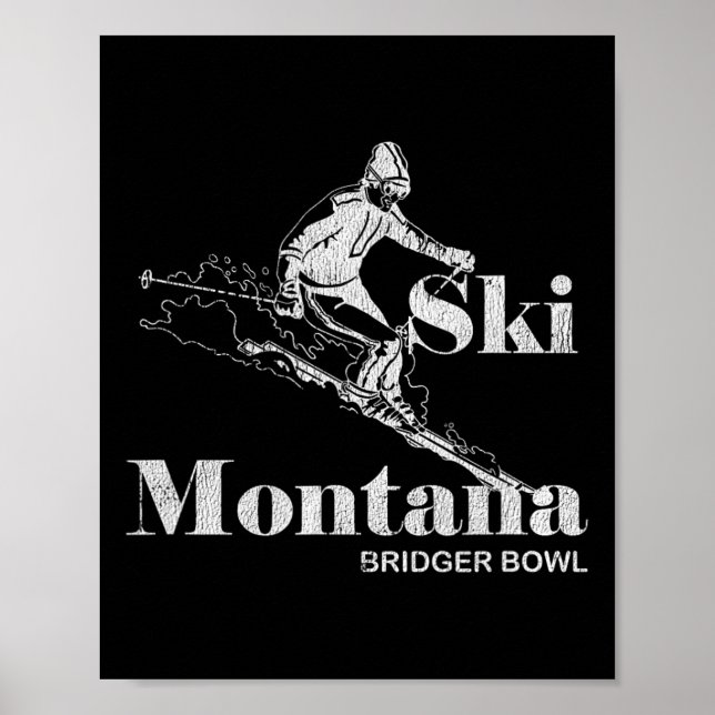 Retro Montana Bridger Skifahren T-Shirt Poster (Vorne)