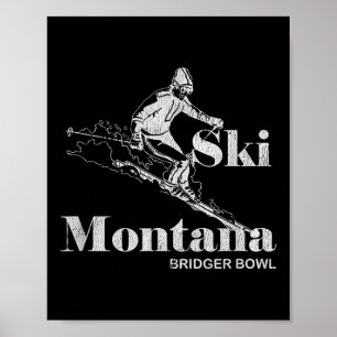 Retro Montana Bridger Skifahren T-Shirt Poster