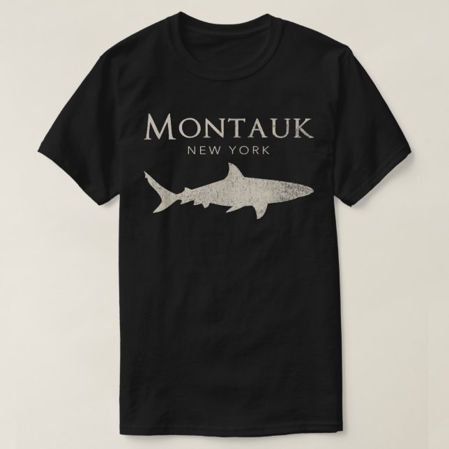 Retro Montauk NY Shark T-Shirt (Design vorne)