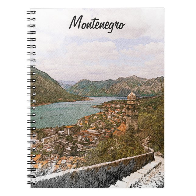 Retro Montenegro Kotor Bay Notizblock (Vorderseite)