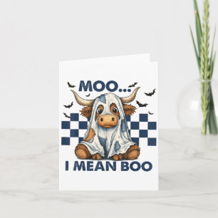 Retro Moo I Gemein Boo Blue Denim Funny Halloween  Karte