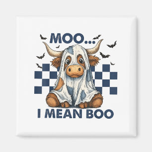 Retro Moo I Gemein Boo Blue Denim Funny Halloween  Magnet
