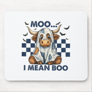 Retro Moo I Gemein Boo Blue Denim Funny Halloween  Mousepad