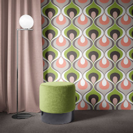 Retro Mood Pink Green Taupe White Tapete