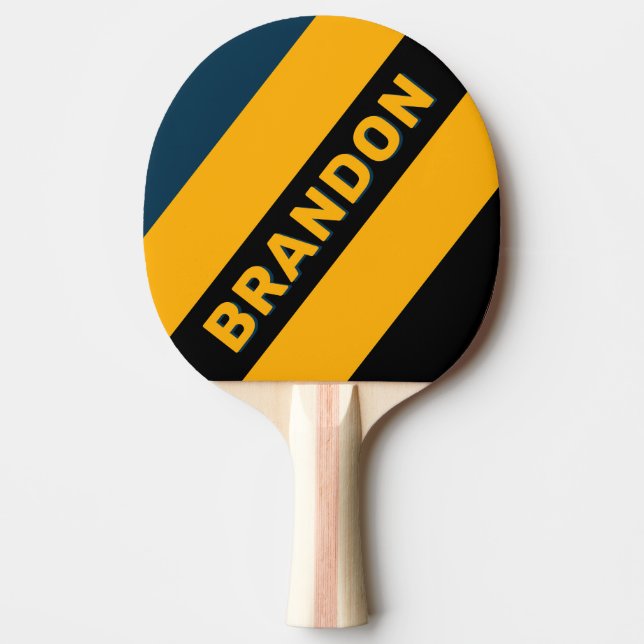 Retro Moonlit Tide Fette Streifen mit Namen Tischtennis Schläger (Vorderseite)