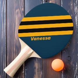 Retro Moonlit Tide Strips mit Namen Tischtennis Schläger