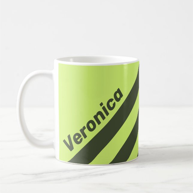 Retro Moos Fade Drei Streifen mit Name Kaffeetasse (Links)