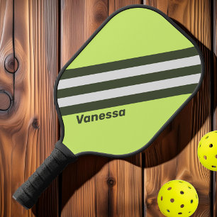 Retro Moos-Fade-Streifen mit Namen Pickleball Schläger