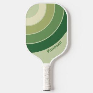 Retro Moos Kreis Regenbogen mit Namen Pickleball Schläger