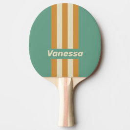 Retro Moos Pin Streifen mit Namen Tischtennis Schläger