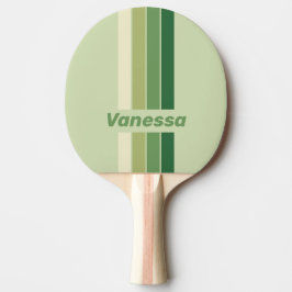 Retro Moos Regenbogen Pin Streifen mit Namen Tischtennis Schläger