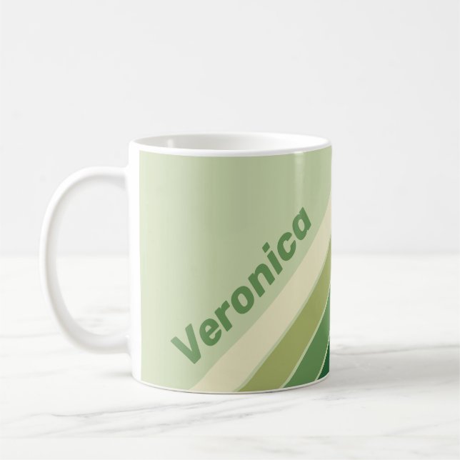 Retro Moos Regenbogen Streifen mit Namen Kaffeetasse (Links)