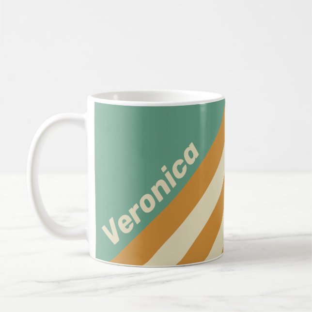 Retro Moos Streifen mit Namen Kaffeetasse (Links)