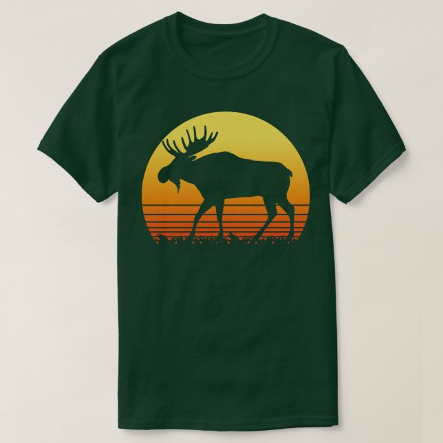Retro Moose Sun Silhouette T-Shirt (Design vorne)