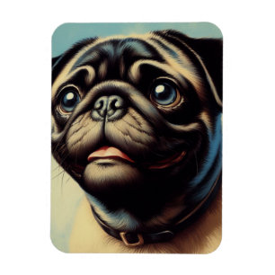 Retro-Mops-Malerei Magnet