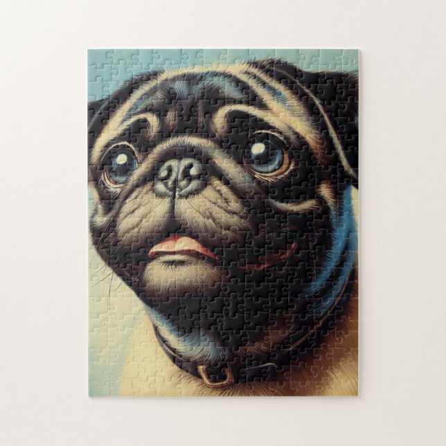 Retro-Mops-Malerei Puzzle (Vertikal)