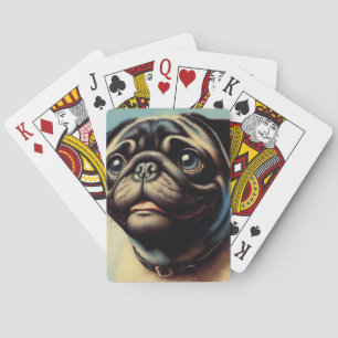 Retro-Mops-Malerei Spielkarten
