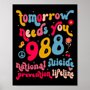 Retro Morgen Braucht Dich 988 Suizidprävention Aw Poster