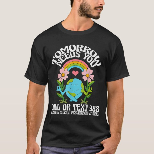 Retro Morgen Braucht Dich 988 Suizidprävention Aw T-Shirt (Vorderseite)